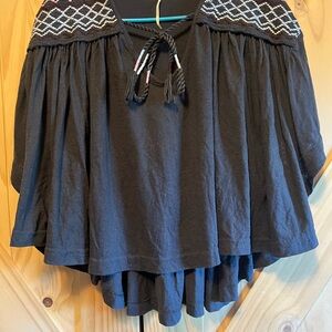 Free People Embroidered Cropped Front Boho Knit Top Size M Peasant Summer